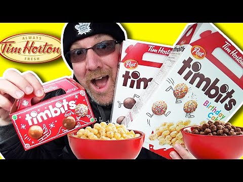 Timbit Cereal 🍩🎂 Chocolate Glazed & Birthday Cake from Tim Hortons