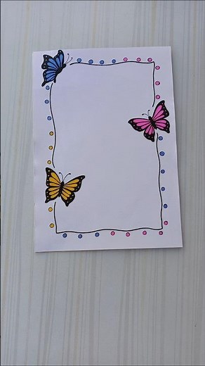 Butterfly Border Frame Design/6 easy border design/Border design/Project/Priyanka Gunwal #shorts