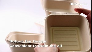 Clamshell Take Out Food Containers [6x6" 50-Pack] Heavy-Duty Quality to go Containers, Disposable Bagasse, Made of Sugar Cane Fibers-Yellow 50