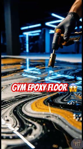 Blue & Grey Epoxy Floor Is INSANE 😱✨ Luxury Gym Transformation #epoxy #floor #asmr