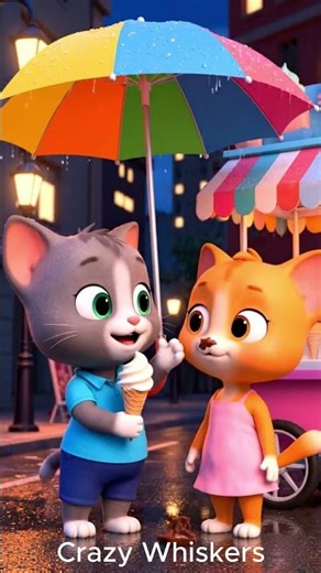 Cat Couple in the Rain | Cute Romantic Cartoon Love Story