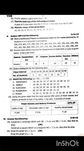 8th std 3rd mid term exam model question paper Maths English medium