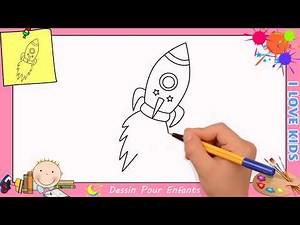 Comment dessiner une fusée FACILEMENT etape par etape pour ENFANTS 1
