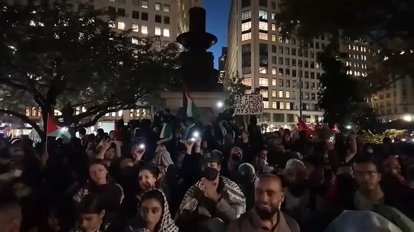 Oct. 7 attack: Pro-Palestinian protesters march throughout NYC's Lower Manhattan one year later