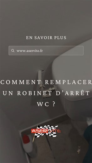 ASER VITE on Instagram: "🚽 Ton robinet d’arrêt WC fuit ou est grippé ? Voici comment le remplacer facilement 👇 1️⃣ Coupe l’arrivée d’eau générale. 2️⃣ Dévisse le flexible du réservoir. 3️⃣ Dévisse l’ancien robinet d’arrêt (clé plate). 4️⃣ Nettoie le filetage et mets téflon ou filasse. 5️⃣ Visse le nouveau robinet d’arrêt sans forcer. 6️⃣ Reconnecte le flexible, rouvre l’eau et teste l’étanchéité ✅ 💡 Astuce : manœuvre ce robinet 1 fois par mois pour éviter qu’il se grippe. #astuce #robinet #wc