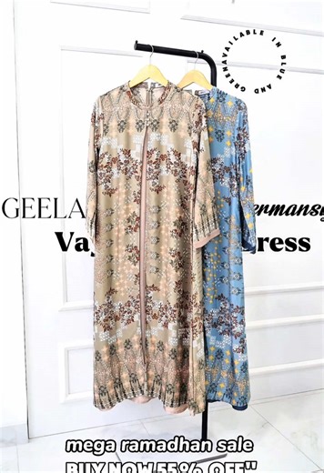 Best Purchase Items 🛍️ 🪡 Vaya Two Set Dress In Green and Blue Available Size S - XL Get it Now 55% Off. #Geela #GeelaxAurel #GamisLebaran