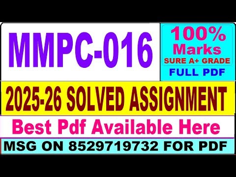 MMPC 016 solved assignment 2025-26 || mmpc 016 solved assignment 2026 in English || ignou mmpc16