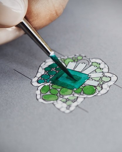 Bursting with vibrant brilliance, uncover some of the savoir-faire behind a bold emerald-accented ring and necklace from the 'Dior Rose' High Jewelry collection by Victoire de Castellane. Based on the initial studio sketch, a wax model is in the first step to creating pieces of this level and complexity, to define volumes and resolve any issues of scale and so forth. Textured for heightened realism, the layered gold mounts are skillfully set with a medley of tsavorites and the richly hued centra