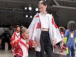 Coco Rocha and her daughter walk the runway at 2019 NYFW