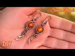 Wire wrap bead dangle earrings | Wire wrapping