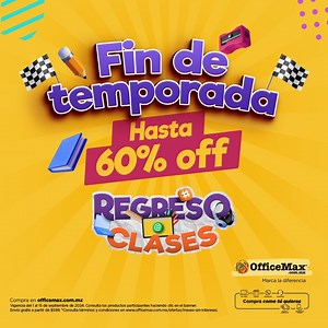 PRECIOS DE REMATE 🔥 HASTA 60% OFF​ 📝 Si no completaste tu lista de útiles, ¡aprovecha esta oportunidad! 🔥 COMPRA EN LÍNEA O EN TIENDA. 👉 www.officemax.com.mx/ | OfficeMax México