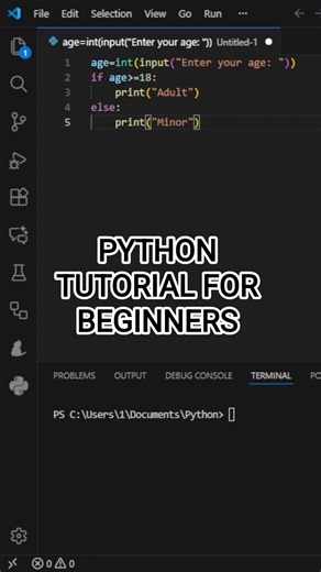 Python tutorial for beginners #python #tutorial #coding #pythonforbeginners #shorts #learnpython
