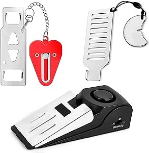 JIURUN Portable Door Lock Door Stop Alarm and Hotel Door Locks for Travelers, Dual Protection Anti Theft Door Security Devices Pocket Self Defense Tool,Essential Door Jammer for Travel Hotel Home