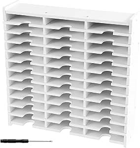 36 Slots Ink Pad Organizer, Wall-Mountable Ink Pad Storage Rack Holder Stamp Pad and Ink Pad Holder with Removable Dividers & Notch Design for Standard Size Ink Pads, Fits 13"x13" Cabinets