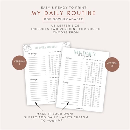 Daily Routine Checklist: AM PM Habit Tracker (printable PDF) - Etsy