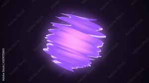 Abstract 3d animation of a slow motion of luminous energy sphere. Epicenter of explosion of a large ball. Pink sphere