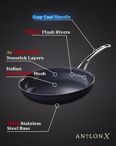 Introducing AnolonX SearTech™ technology that features stainless steel mesh inlayed within a durable nonstick surface for the ultimate hybrid cookware. 🍳 The ONLY Nonstick Engineered for Flavor ✅ Sears like Cast Iron, Cleans Like Nonstick 🔥Induction Ready, Works on All Cooktops 💯 Backed by a Limited Lifetime Warranty Free 1-3 day delivery on all orders. | Anolon