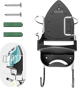 Alpinista Ironing Board Hanger Wall Mount Ironing Board Holder Wall Mount for Laundry Rooms Storage Organizer, Black