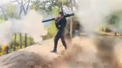 Thai Soldier Randomly Fires a Rocket