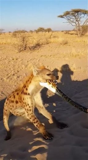 Hyena Checks a Burrow… Python Explodes Out at Its Face!