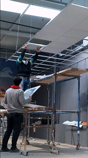 Suspended ceiling installation #drywall #potk