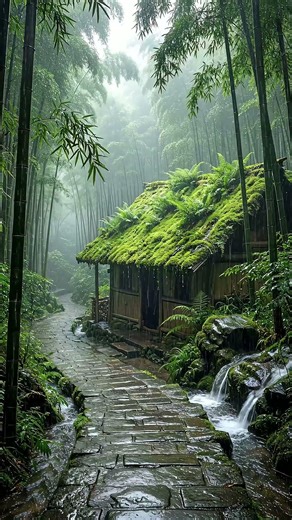 Rainy Bamboo Cottage Calm Nature for Sleep & Focus