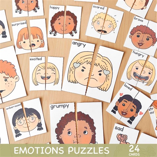 Find a Pair Emotions Puzzles - Printable Emotion Matching Cards, Feelings Activity for Kids Preschool Printables Feelings Toddler Printable - Etsy Australia