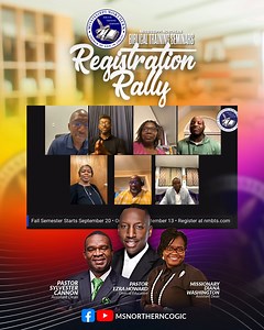 2.1K views · 23 reactions | Thanks for joining us for the Mississippi Northern Biblical Training Seminars Rally! Join us Saturday, September 13th on Zoom for orientation and a preview of the upcoming school year! Registration is underway! Visit nmbts.com right now to secure your spot for this year's online courses. Remember, your Bible training starts here! | Mississippi Northern Ecclesiastical Jurisdiction Church Of God In Christ | Facebook