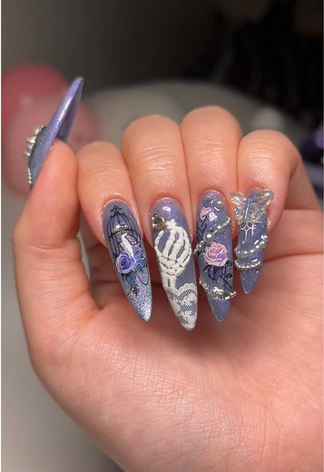 Corpse Bride Nail Art Tutorial for Halloween