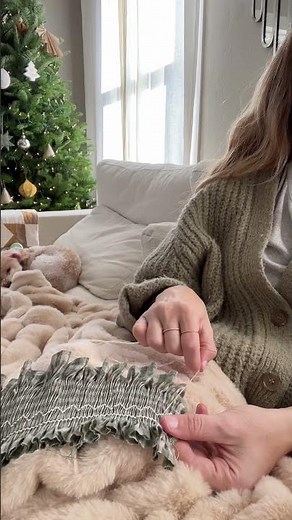 English Smocking A Christmas Stocking 🪡 #christmassewing #englishsmocking #sewing