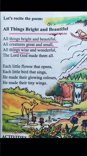 All Things Bright and Beautiful ( Class 5 English Poem) #assam #Englishtextbookpoem #class5englisht