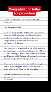 Congratulation letter for promotion #trendingreels #virals #letters #Congratulations | English Class