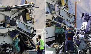 Emergency services attend scene of fatal coach crash