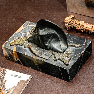 Napoleon Hat French Militaria Antique Marble Bronze Paperweight Desk Inkwell | eBay