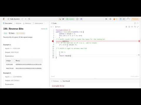 Daily leetcode problem 190 in python Java C javascript C++