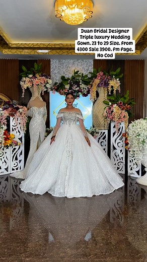 Duan Bridal Designer Triple luxury Wedding Gown. 23 to 29 Size. From 4300 Sale 3900. Pm Page. No Cod #fypシviralシ2025 #fypシ゚viralシ #fypシ゚viralシfypシ゚viralシalシ #fypreelsシ゚viralシ #fypviralシ #fypageシ #reelsfacebook #fypviral #wedding | Glamorosa Gowns