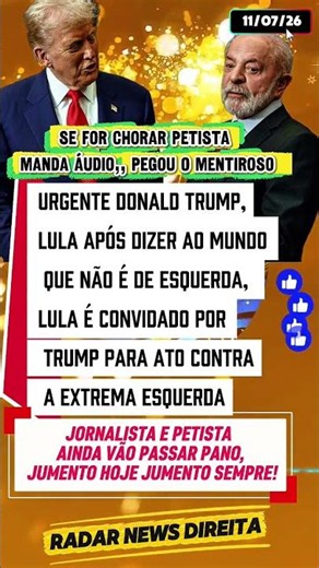 🔴 URGENTE! Lula é convidado por Trump para ato contra a extrema esquerda