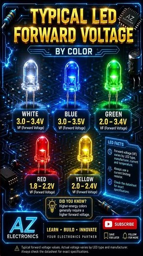 Typical LED Forward Voltage Explained | LED Voltage Drop Chart (Red, Green, Blue, White & More)