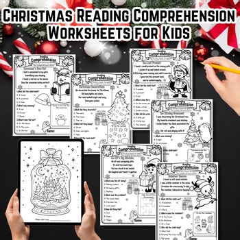 Christmas Reading Comprehension Worksheets for Kids | December Literacy Gift