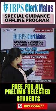 JOIN IBPS CLERK MAINS | Special Guidance Programme | Completely Free #ibpsclerkmains #shortsfeed