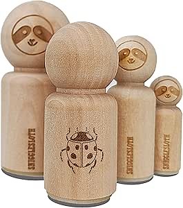 Ladybug Drawing Rubber Stamp for Stamping Crafting Planners - 3/4 Inch Small