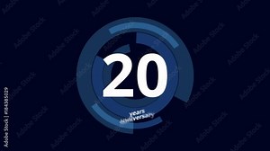 20 Year anniversary Digital Tech Circle Blue Background