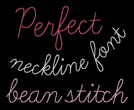 Bean Stitch Neckline Machine Embroidery Font, Scalable BX Font, Half Inch .5-4.0 Inch, PES   7 Formats (instant Download) - Etsy
