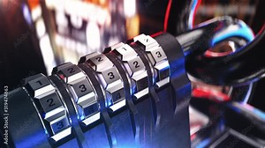 Brute force opening of combination lock, hacking attack, security breach. Security concept, hacking a locking mechanism
