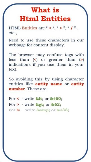 What are HTML entities? ‪@ensolutions5210‬ #html5 #html #htmltutorial #htmlcss #htmlcoding #class