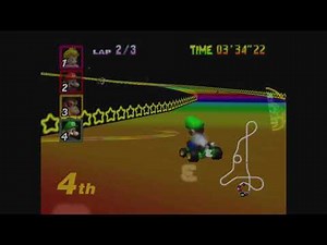 Mario Kart 64 - Rainbow Road gameplay (N64, 150cc, 1st place)