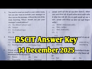Rscit 14 December 2025 Answer Key | Rscit Exam Answer Key 2025 | Rscit Paper Answer Key Today Exam