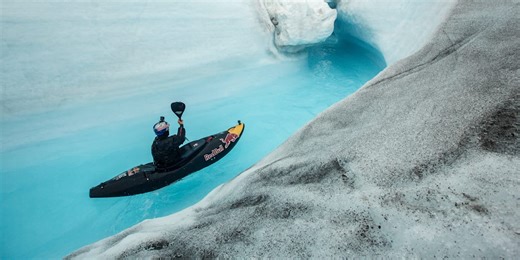 World-record POV: kayaker takes on world's highest ice waterfall