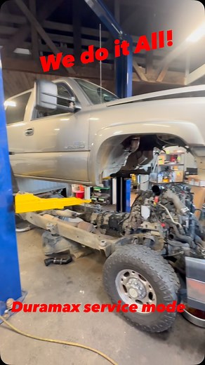Fixing all three big diesels in one shop. Cummins, Powerstroke & Duramax. Here is a D-max getting into what I call “service mode”. Nothing impeding clean and quality work. What we strive for. #cateyechevy | Powerhouse Garage