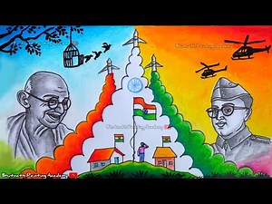 independence day drawing with freedom fighters||Har Ghar tiranga drawing||Gandhi drawing||netaji